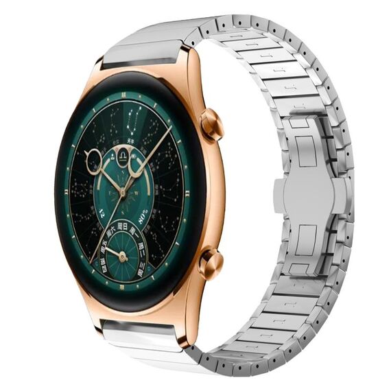 Cinturino per orologio in lega con fibbia a farfalla per orologio Honor GS 4 22mm (argento)