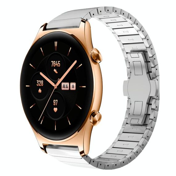 Per Honor Watch GS 3 22mm Cinturino in lega con fibbia a farfalla con vernice a perla (Argento)