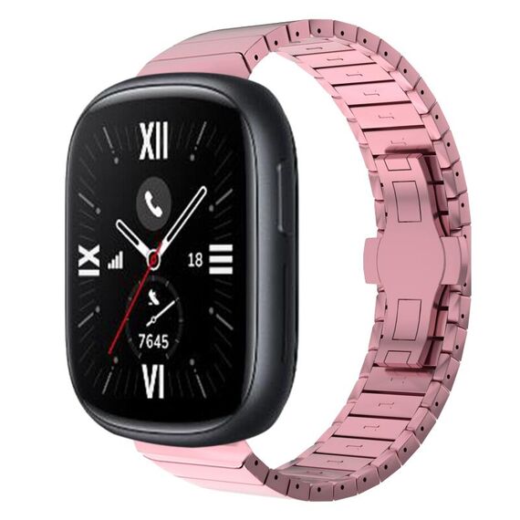 For Honor Watch 4 22mm Cinturino in lega con fibbia a farfalla con vernice a perline (rosa)