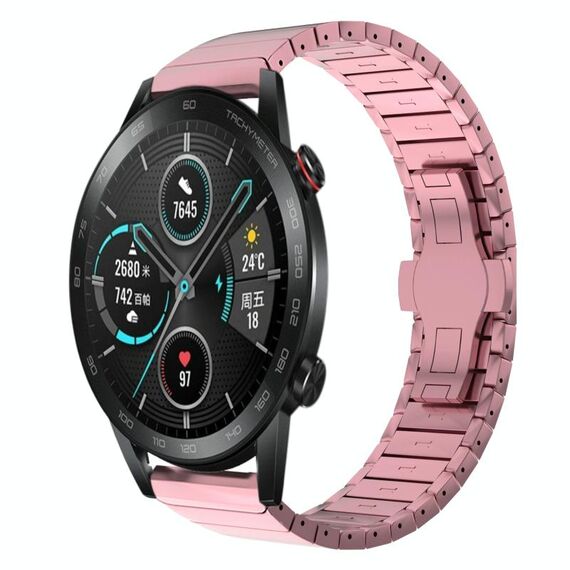 Per Honor Magic Watch2 46mm 22mm Cinturino per orologio in lega con fibbia a farfalla con vernice a perla (rosa)