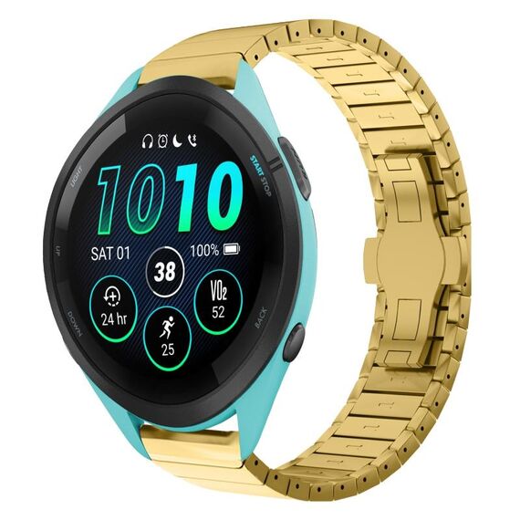 Per Garmin Forerunner 265 22mm One Bead Paint Butterfly Buckle Cinturino in lega (Oro)
