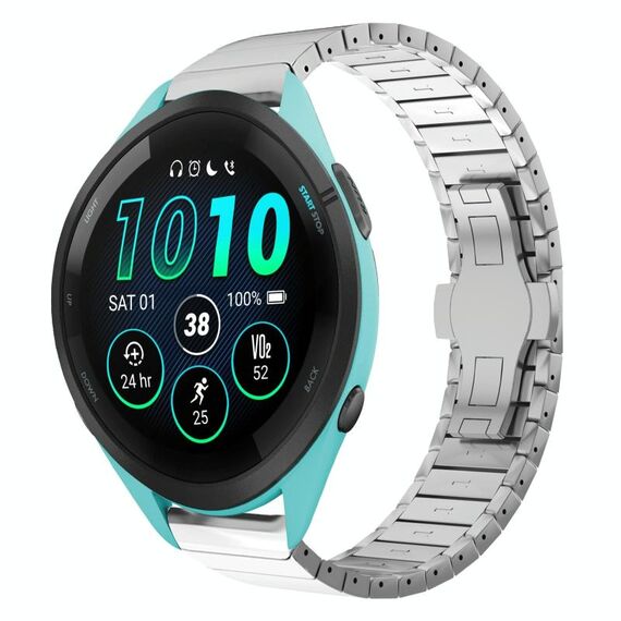 Per Garmin Forerunner 265 Music 22mm One Bead Paint Butterfly Buckle Cinturino in lega (Argento)