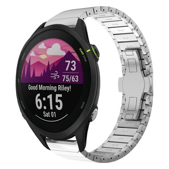 Per Garmin Forerunner 255 22mm One Bead Paint Butterfly Buckle Cinturino in lega (Argento)