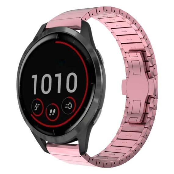 Per Garmin Vivoactive 4 22mm One Bead Paint Butterfly Buckle Cinturino in lega (rosa)
