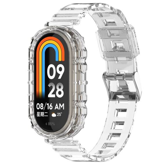 Per Xiaomi Smart Band 9/9 NFC Glacier Cinturino per orologio in TPU integrato con fibbia in metallo (bianco trasparente)