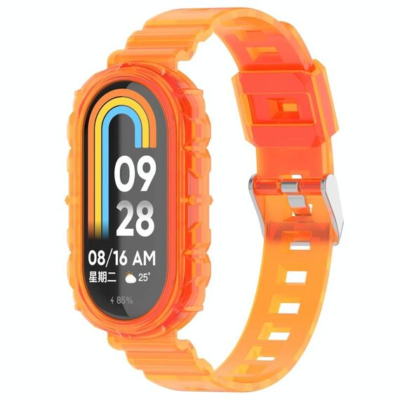 Per Xiaomi Smart Band 9/9 NFC Glacier Cinturino per orologio in TPU integrato con fibbia in metallo (arancione trasparente)