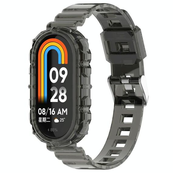 Per Xiaomi Smart Band 9/9 NFC Glacier Metal Buckle Integrated TPU Watch Band (Nero Trasparente)