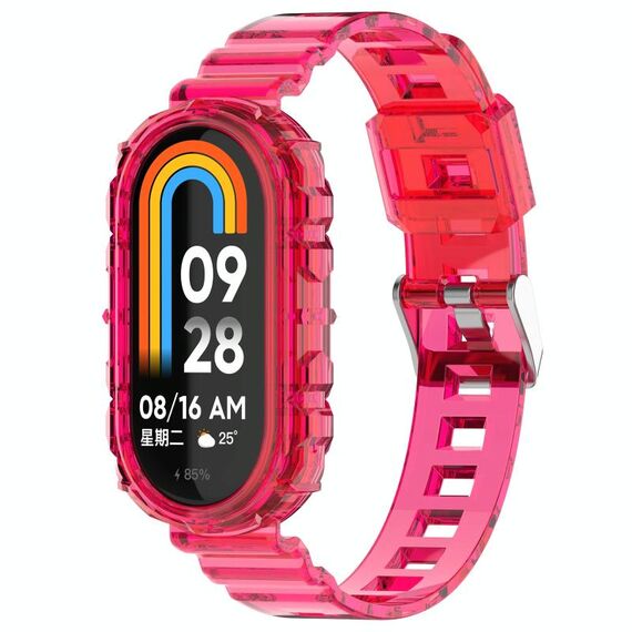 Per Xiaomi Smart Band 9/9 NFC Glacier Cinturino per orologio in TPU integrato con fibbia in metallo (rosa rosso trasparente)