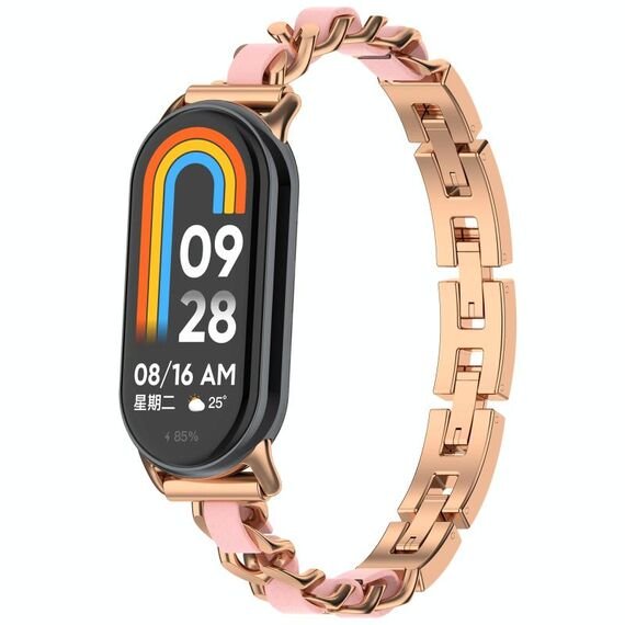Per Xiaomi Smart Band 9/9 NFC Bracciale moda cinturino in metallo (oro rosa)