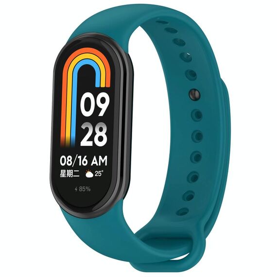 Per Xiaomi Smart Band 9/9 NFC connettore metallico cinturino in silicone tinta unita (verde scuro)