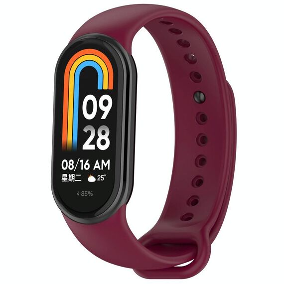 Per Xiaomi Smart Band 9/9 NFC connettore metallico cinturino in silicone tinta unita (vino rosso)