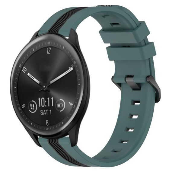 Per cinturino in silicone bicolore verticale da 20 mm Garmin Vivomove Sport (verde + nero)
