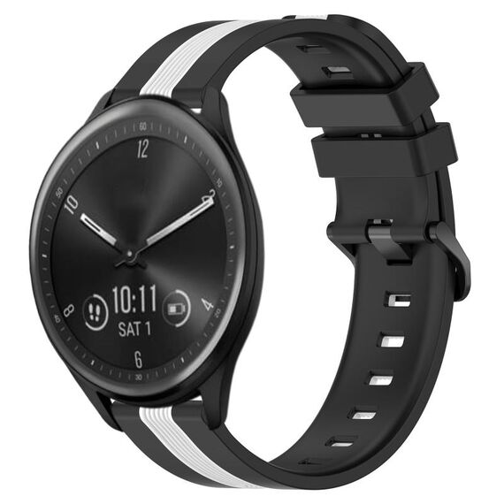 Per cinturino in silicone bicolore verticale da 20 mm Garmin Vivomove Sport (nero + bianco)