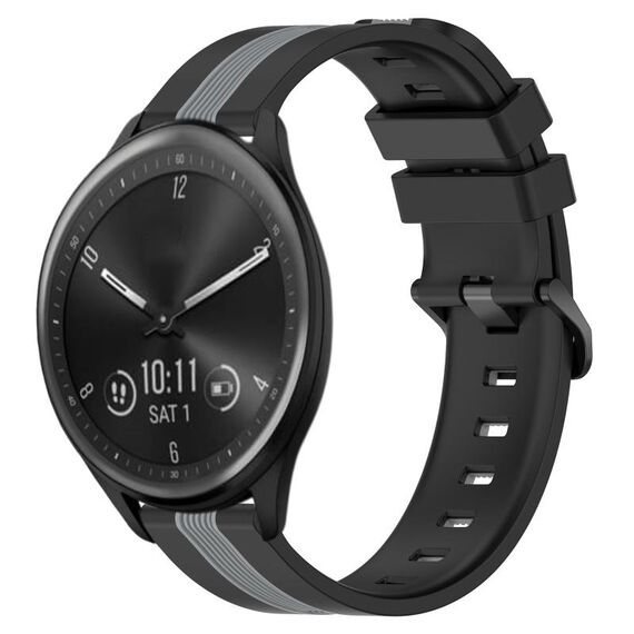 Per cinturino in silicone bicolore verticale da 20 mm Garmin Vivomove Sport (nero + grigio)