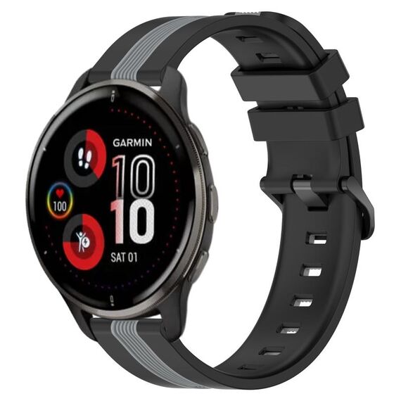 Per cinturino in silicone bicolore verticale da 20 mm Garmin Venu 2 Plus (nero + grigio)