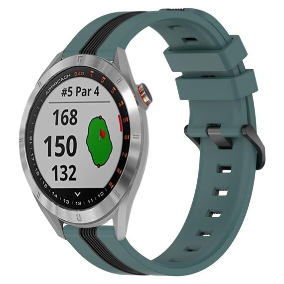 Per Garmin Approach S40 Cinturino in silicone bicolore verticale da 20 mm (verde + nero)