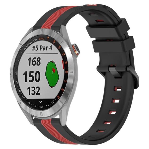 Per Garmin Approach S40 Cinturino in silicone bicolore verticale da 20 mm (nero + rosso)