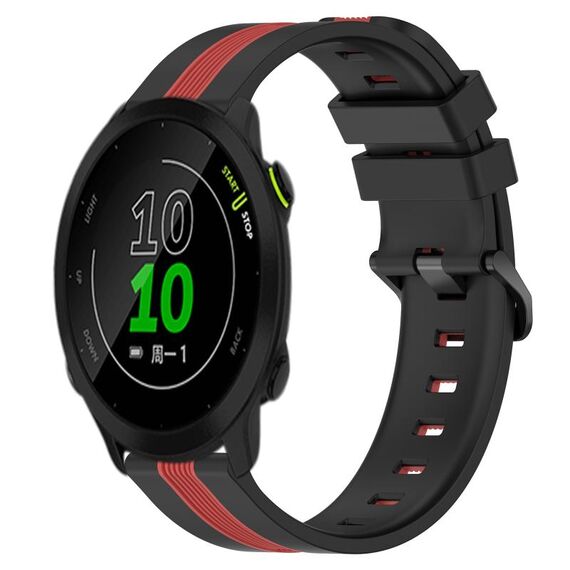 Per Garmin Forerunner 158 Cinturino in silicone bicolore verticale da 20 mm (nero + rosso)