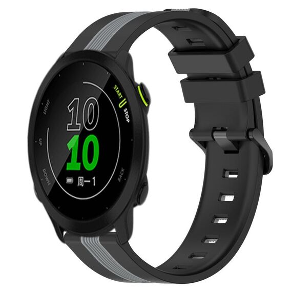 Per Garmin Forerunner 158 Cinturino in silicone bicolore verticale da 20 mm (nero + grigio)