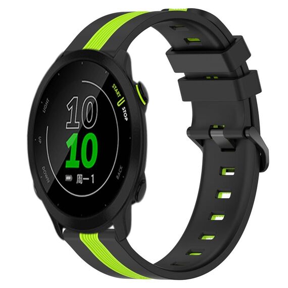 Per Garmin Forerunner 158 Cinturino in silicone bicolore verticale da 20 mm (nero + verde lime)