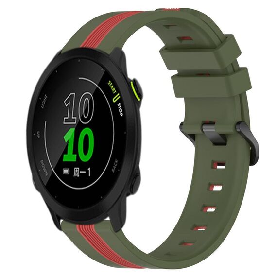 Per Garmin Forerunner 158 Cinturino in silicone bicolore verticale da 20 mm (verde militare + rosso)
