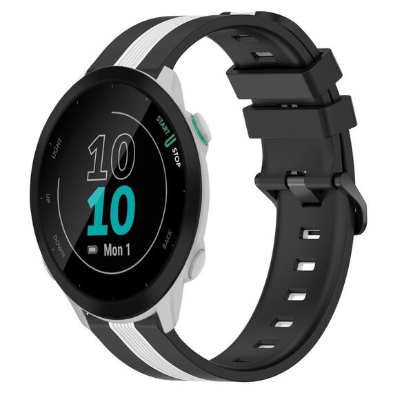 Per Garmin Forerunner 55 Cinturino in silicone bicolore verticale da 20 mm (nero + bianco)