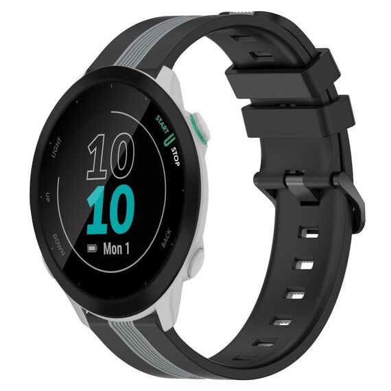 Per Garmin Forerunner 55 Cinturino in silicone bicolore verticale da 20 mm (nero + grigio)