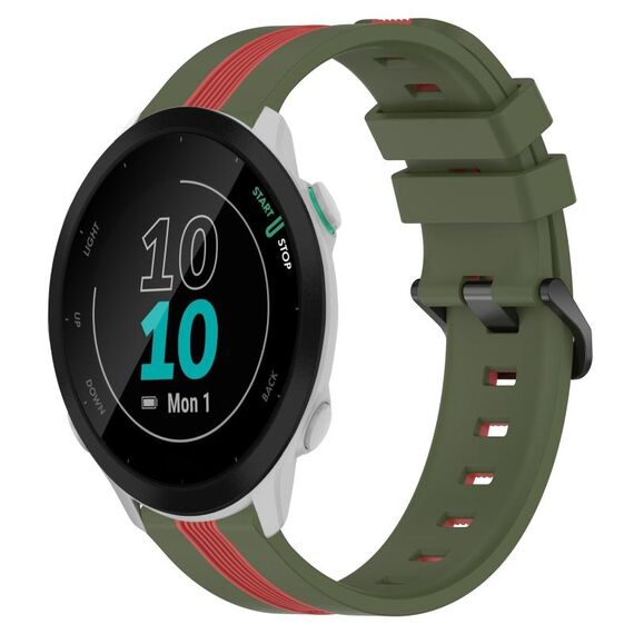 Per Garmin Forerunner 55 Cinturino in silicone bicolore verticale da 20 mm (verde militare + rosso)