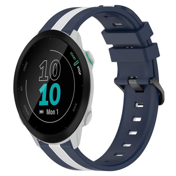 Per Garmin Forerunner 55 Cinturino in silicone bicolore verticale da 20 mm (blu + bianco)