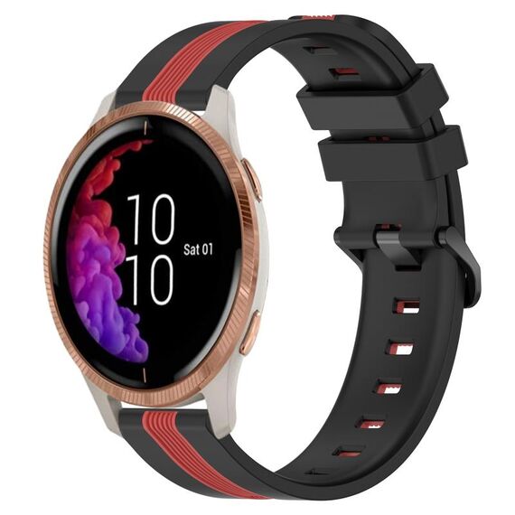 Per cinturino in silicone bicolore verticale da 20 mm Garmin Venu (nero + rosso)