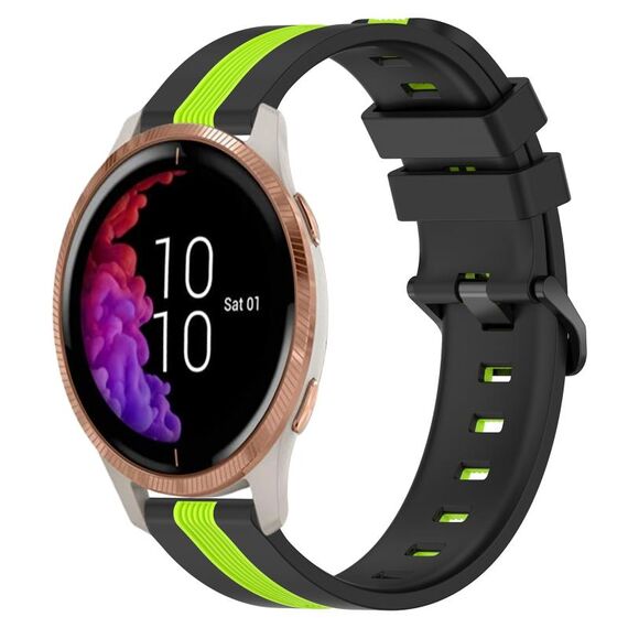 Per cinturino in silicone bicolore verticale da 20 mm Garmin Venu (nero + verde lime)
