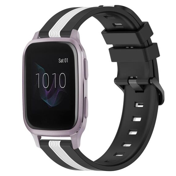 Per cinturino in silicone bicolore verticale da 20 mm Garmin Venu SQ (nero + bianco)