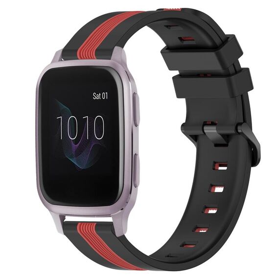 Per cinturino in silicone bicolore verticale da 20 mm Garmin Venu SQ (nero + rosso)