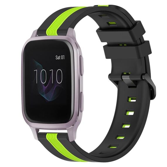 Per cinturino in silicone bicolore verticale da 20 mm Garmin Venu SQ (nero + verde lime)