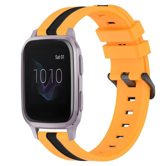 Per cinturino in silicone bicolore verticale da 20 mm Garmin Venu SQ (giallo + nero)