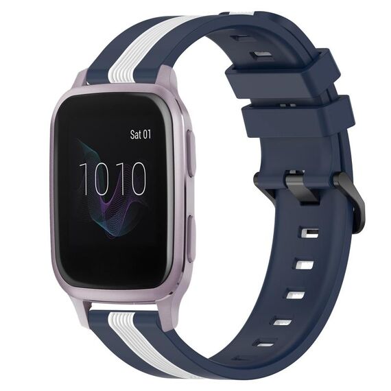 Per cinturino in silicone bicolore verticale da 20 mm Garmin Venu SQ (blu + bianco)