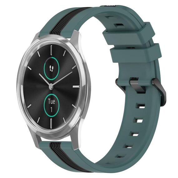 Per Garmin Garminmove Luxe 20mm Cinturino in silicone bicolore verticale (verde + nero)