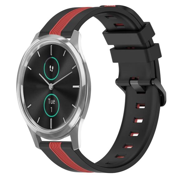 Per Garmin Garminmove Luxe 20mm Cinturino in silicone bicolore verticale (nero + rosso)