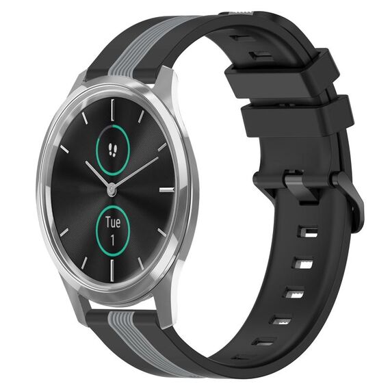 Per Garmin Garminmove Luxe 20mm Cinturino in silicone bicolore verticale (nero + grigio)