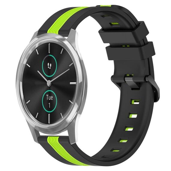 Per Garmin Garminmove Luxe 20mm Cinturino in silicone bicolore verticale (nero + verde lime)