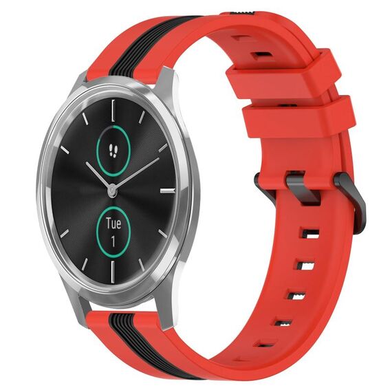 Per Garmin Garminmove Luxe 20mm Cinturino in silicone bicolore verticale (rosso + nero)