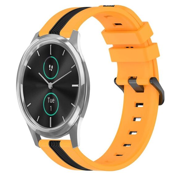 Per Garmin Garminmove Luxe 20mm Cinturino in silicone bicolore verticale (giallo + nero)