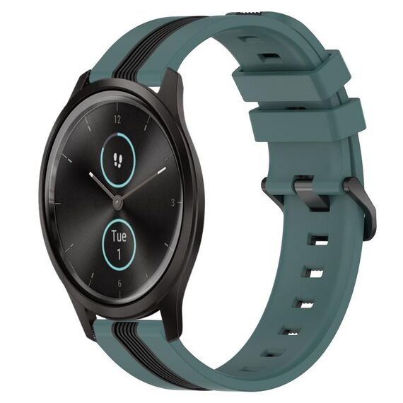 Per Garmin Garminmove Style 20mm Cinturino in silicone bicolore verticale (verde + nero)