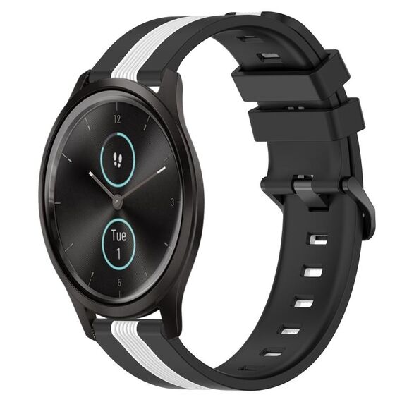 Per Garmin Garminmove Style 20mm Cinturino in silicone bicolore verticale (nero + bianco)