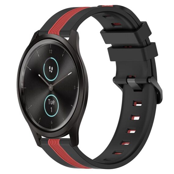 Per Garmin Garminmove Style 20mm Cinturino in silicone bicolore verticale (nero + rosso)