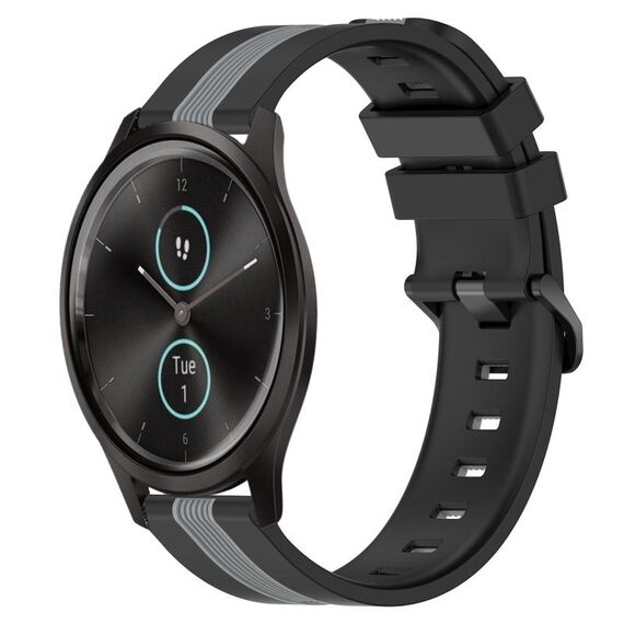 Per Garmin Garminmove Style 20mm Cinturino in silicone bicolore verticale (nero + grigio)