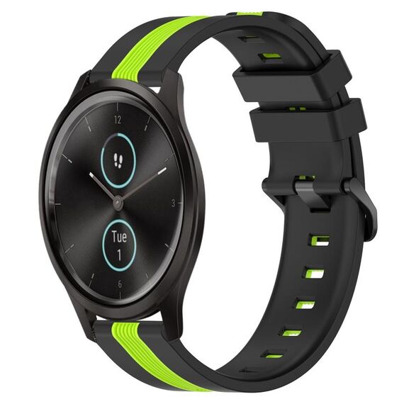 Per Garmin Garminmove Style 20mm Cinturino in silicone bicolore verticale (nero + verde lime)