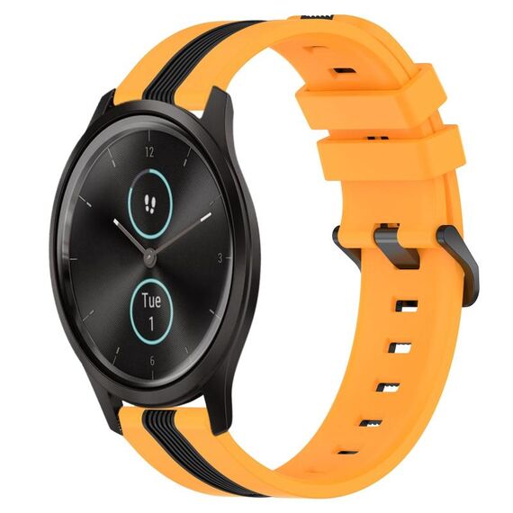 Per Garmin Garminmove Style 20mm Cinturino in silicone bicolore verticale (giallo + nero)