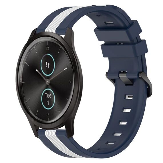 Per Garmin Garminmove Style 20mm Cinturino in silicone bicolore verticale (blu + bianco)