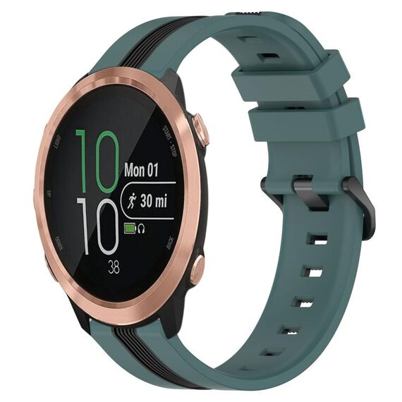 Per Garmin Forerunner 645 Music Cinturino in silicone bicolore verticale da 20 mm (verde + nero)